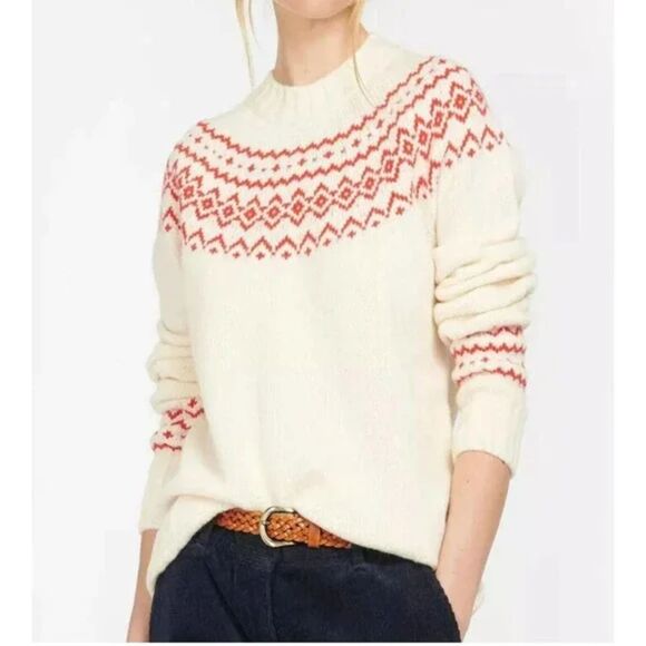 Barbour Driftwood Fair Isle Wool Sweater Size 12 - Picture 1 of 11